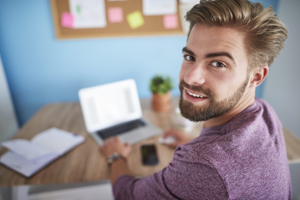 Man working in home office